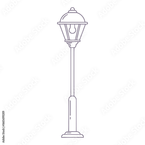 Street Lamp Post Outline Icon Vector