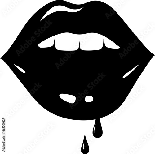 "Biting Lips Silhouette Art" Vector