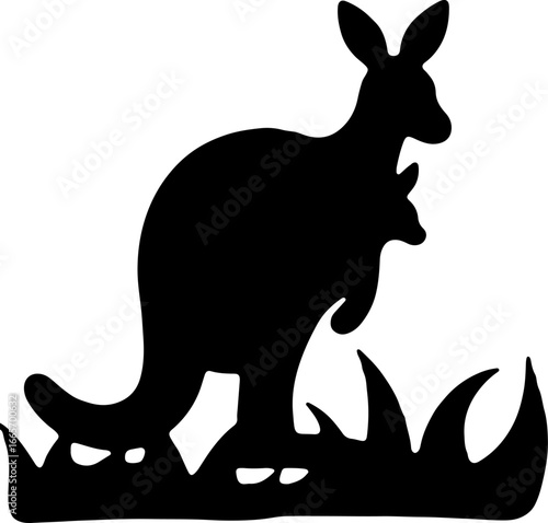 Kangaroo with Joey Silhouette Vector Design