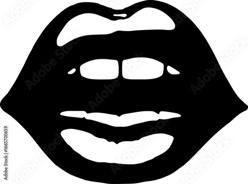 "Biting Lips Silhouette Art" Vector