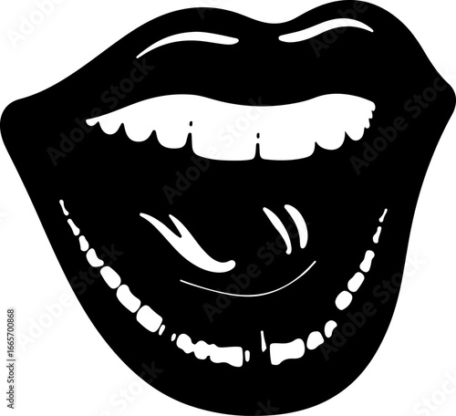 "Biting Lips Silhouette Art" Vector