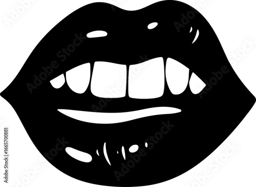 "Biting Lips Silhouette Art" Vector