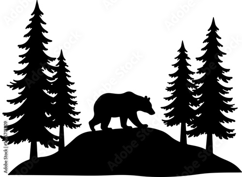 Wilderness Bears and Pine Trees Vector