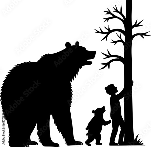 Man and Bears in Harmony Silhouette" Vector bundle