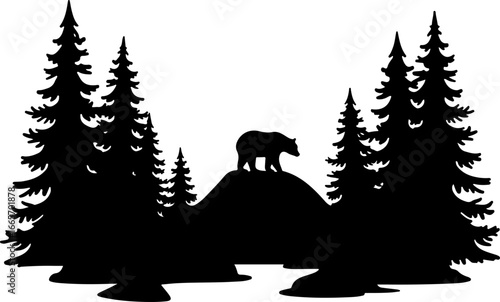 Man and Bears in Harmony Silhouette" Vector bundle