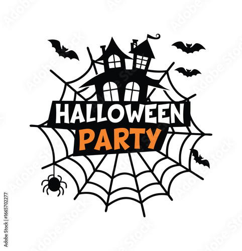 Halloween Party T-shirt Design Spooky Haunted House Graphic

