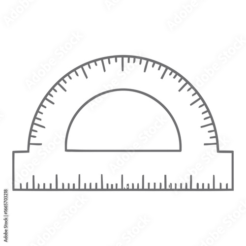 Half Circle Protractor Measuring Tool Outline Icon Vector