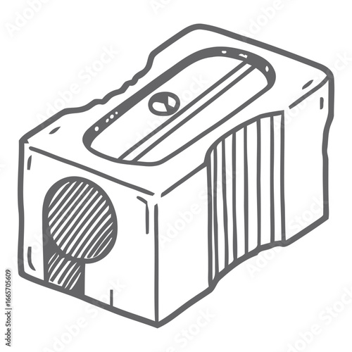 Pencil Sharpener Line Drawing Icon Vector