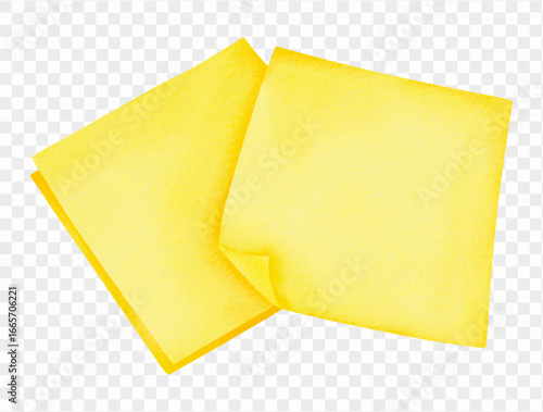 Watercolor yellow sticky notes memo reminder school stationery Vector.