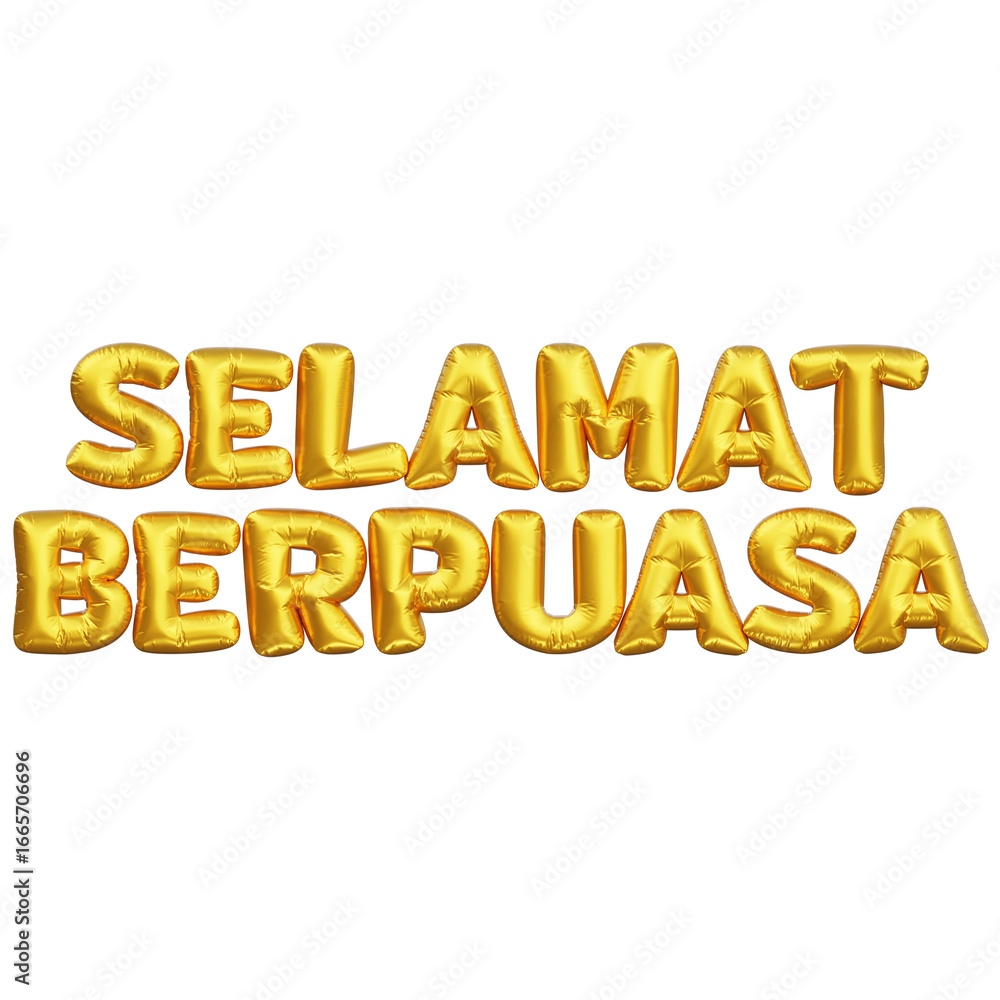 Naklejka premium 3D Selamat Berpuasa Golden Balloon Text