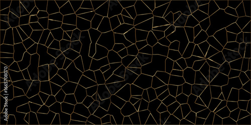 Beautifu bluck and golden crystallized polygon background. abstract light colorful stone tile pattern with shadow. modern wallpaper, trendy simple minimal geometric background abstract mosaic back