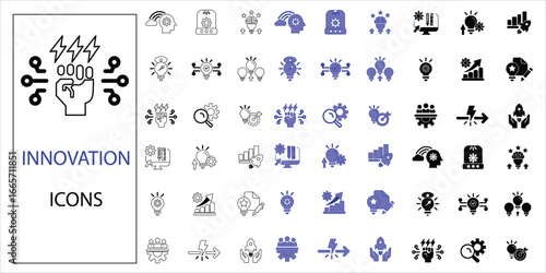 innovation icons set. visionery, idea generation, revolution, evolution and more. simple complete vector illustration