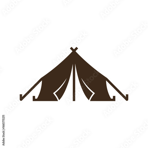 Brown canvas teepee tent vector illustration camping shelter outdoor adventure gear tribal dwelling icon isolated eps graphic