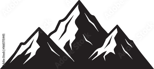Vector art of black and white mountain range silhouette