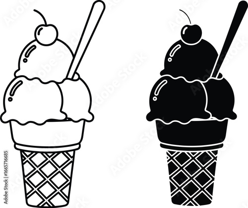 Ice cream cone flavors drawing summer treat dessert design