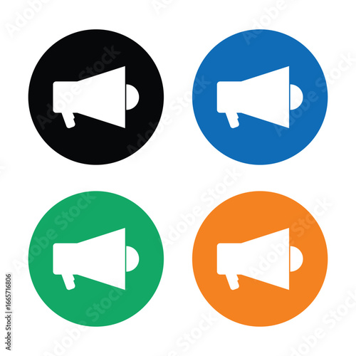 Diverse megaphone icons amplify voices, promoting messages with impact, vector design.