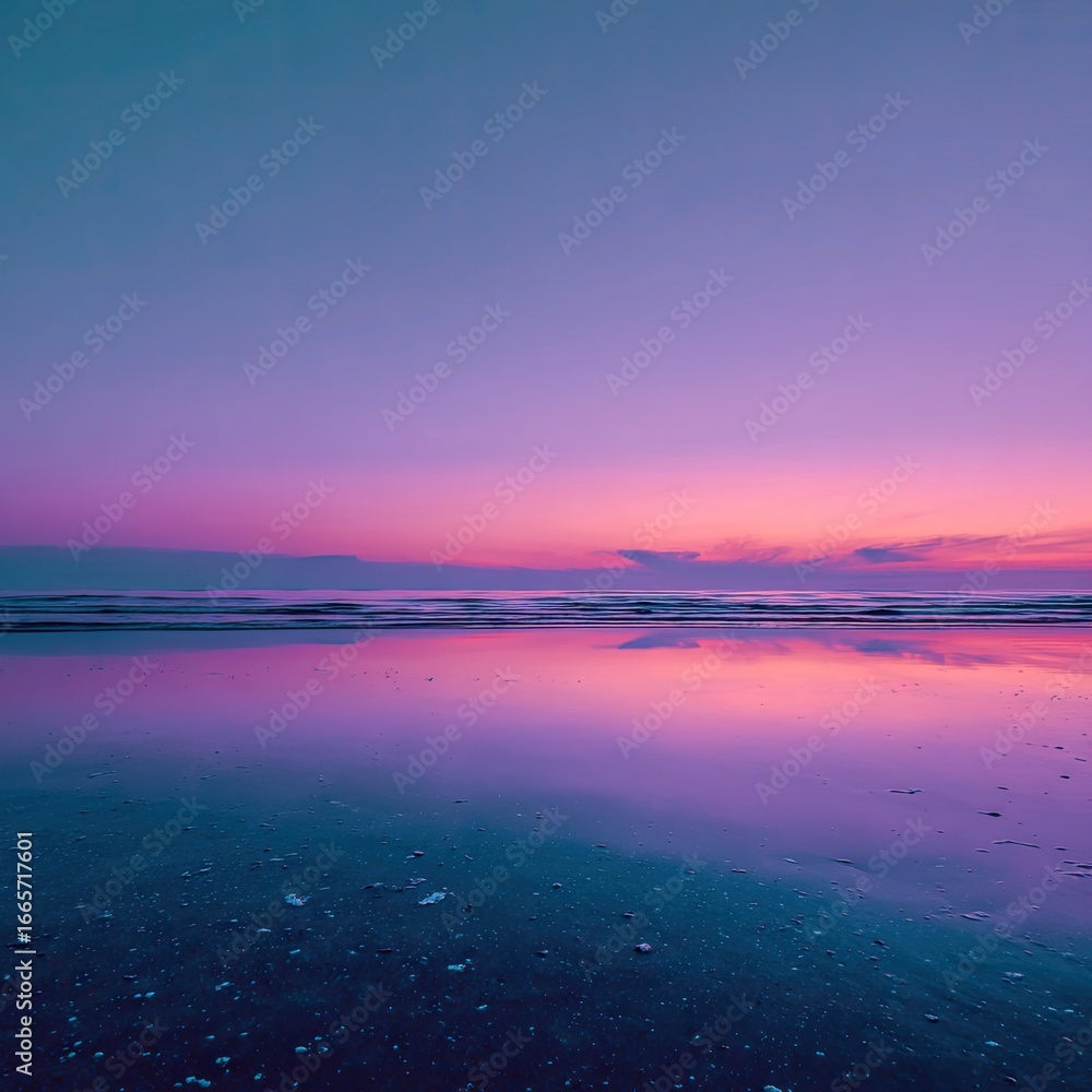 Fototapeta premium Blurry sunset over tranquil beach