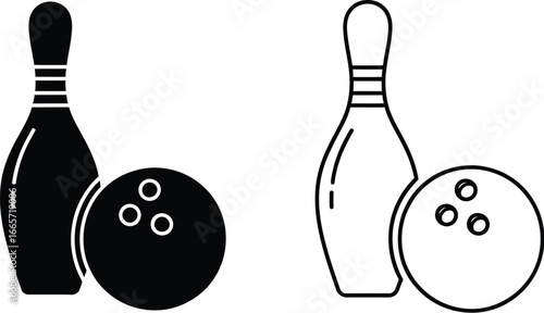 Bowling pin and ball vector illustration set for sports