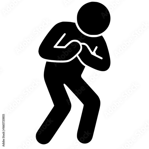 Stickman Figure with Chest Pain SVG Clip Art