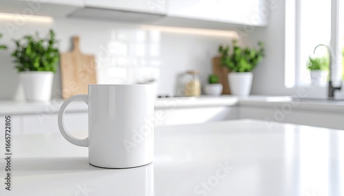 Wallpaper Mural Showcase your brand with this stylish white mug mockup on a pristine kitchen countertop background Torontodigital.ca