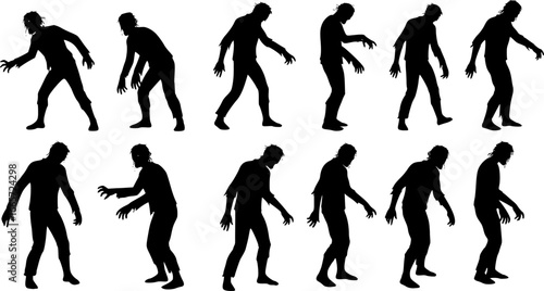 Zombie silhouette collection for halloween celebrations in vector format
