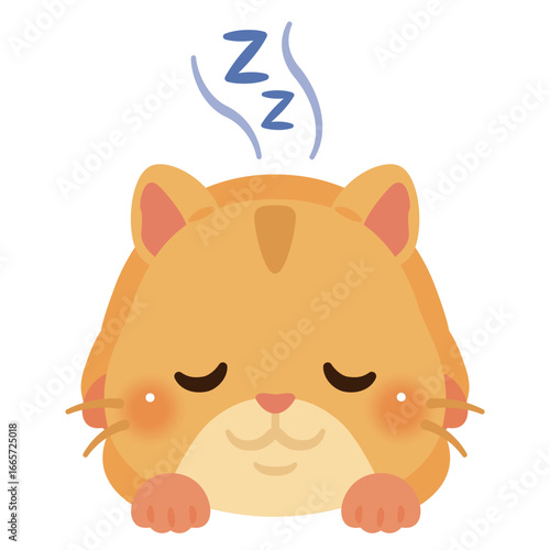 うつ伏せで眠るハムスターのイラスト