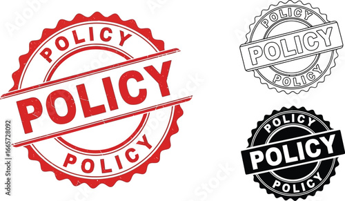 Policy stamp vector graphic set compliance regulation agreement