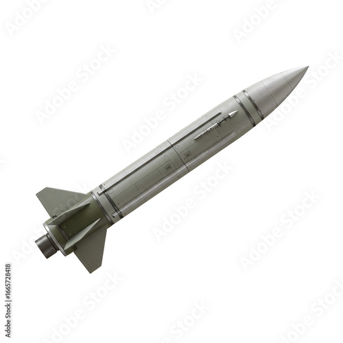 3d Rendered Realistic Missile Weapon Isolated on Transparent Background