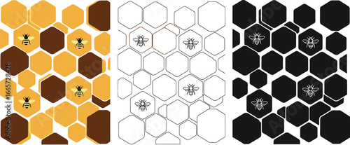 Honeycomb bee illustration honey pattern vector design template