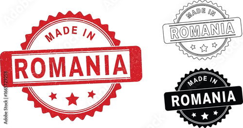 Made in romania stamps vector illustration quality assurance