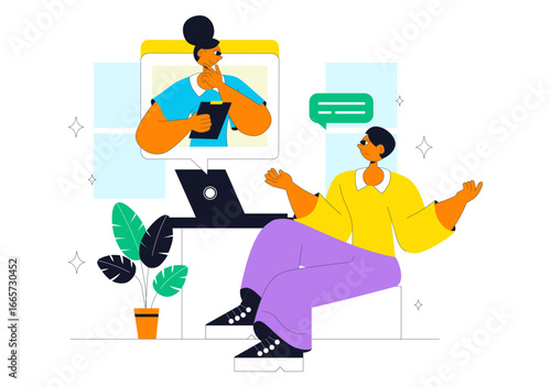 Online Mental Health Support Vector Illustration featuring Therapy Compositions and a Remote Consultation App with Psychological Assistance Service