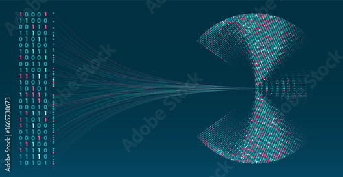Data analysis in qualitative research. Big data code representation. Futuristic network or business analytics. Graphic concept for your design