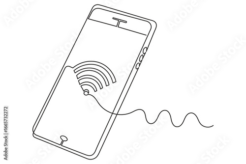 Elegant smart phone outline art minimalist continuous one line isolate illustration