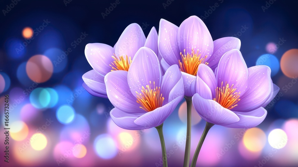 Fototapeta premium Beautiful Purple Flowers with Vibrant Petals and Soft Background