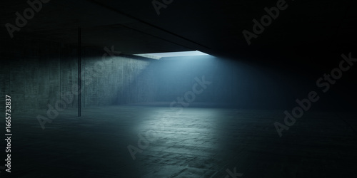 Concrete Corridor Structure With Futuristic Lights and Sci Fi Cyber Tunnel Interior Perspective Glowing Industrial Architecture Space Vibe 3D Rendering