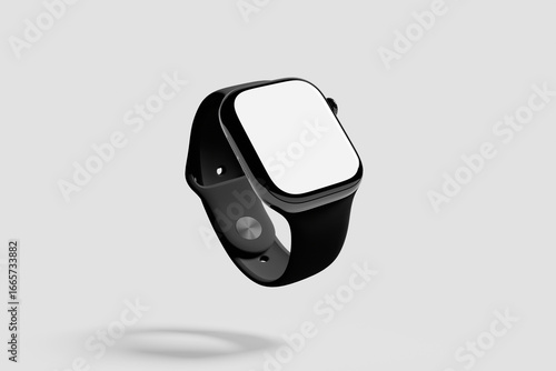 Modern Smartwatch with Blank White Screen Floating in Air