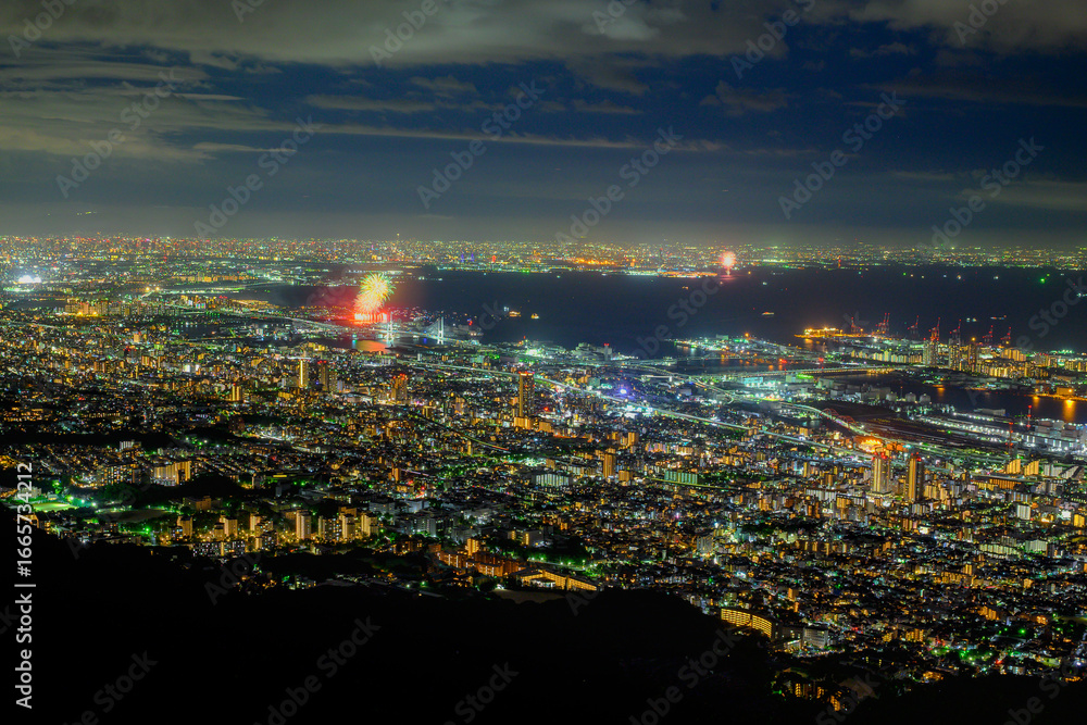 Fototapeta premium 花火大会の日の掬星台からの夜景