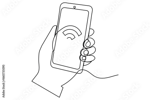 Smart phone abstract outline continuous one line minimalist isolate drawing art