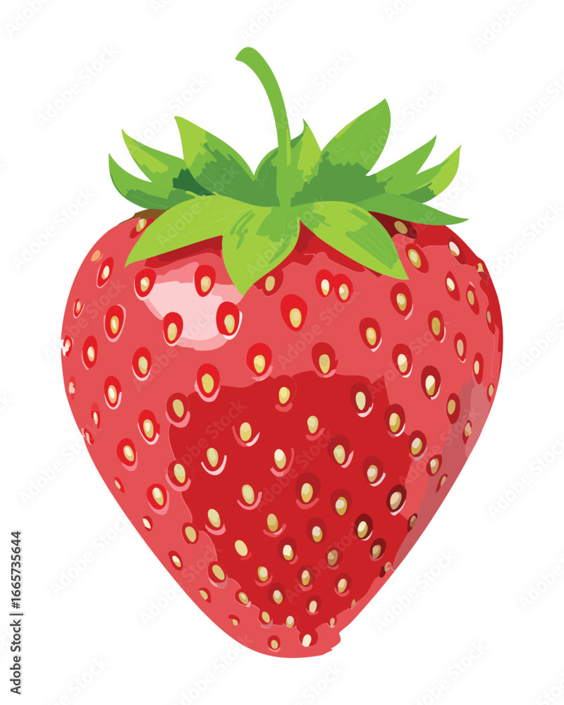 Obraz premium A Single Ripe Red Strawberry, Simple and Beautiful, Perfect for a Healthy Lifestyle Promotion - Vector Illustration