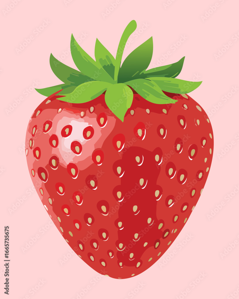 Obraz premium A Single Fresh Red Strawberry, Perfect for a Healthy Snack or a Delicious Topping for Desserts - Vector Illustration