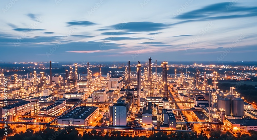 Fototapeta premium Industrial Complex at Night.