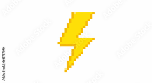 Pixelated yellow lightning bolt icon on a white background, representing electricity or speed.