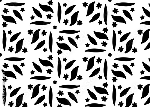 Seamless vector leopard pattern with vintage floral design and tribal plant decoration