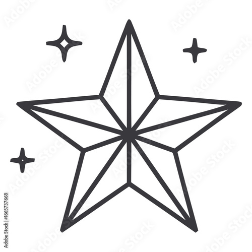 Star IconGeometric Star Outline Vector Illustration Outline – Rating and Decoration Symbol