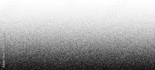 Noise grain background. Vector dotwork pattern. Densely dotted texture with subtle gradient. Black stipple sand dot effect. Abstract grunge monochrome surface, overlay with stochastic stipple spray