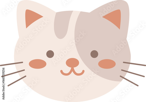 Cute Pastel Cat Face Illustration
