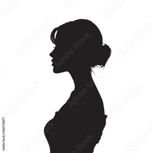 Vector illustration of woman silhouette set painting, Black & White silhouette set