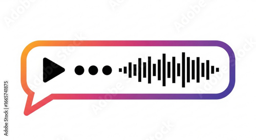 Colorful gradient icon representing a voice message, featuring a sound wave and play button inside a speech bubble for digital communication apps