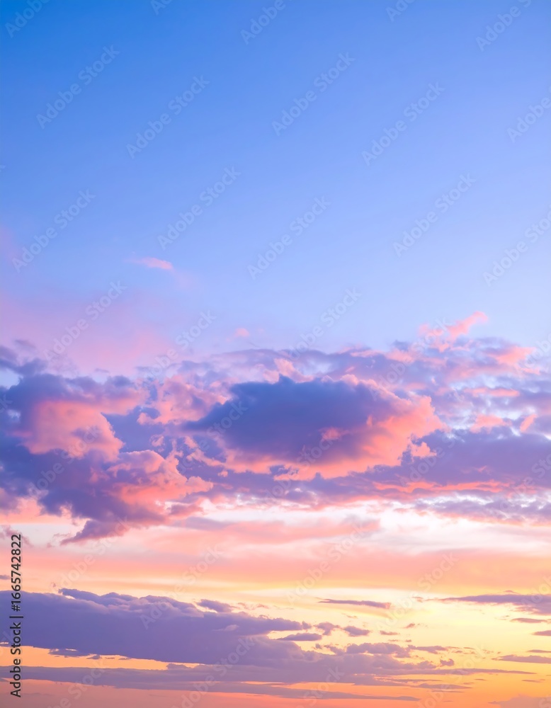 Obraz premium Soft-focus pastel sunset sky with wispy clouds