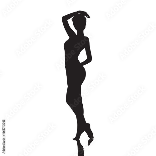 Vector illustration of woman silhouette set dancing, Black & White silhouette set